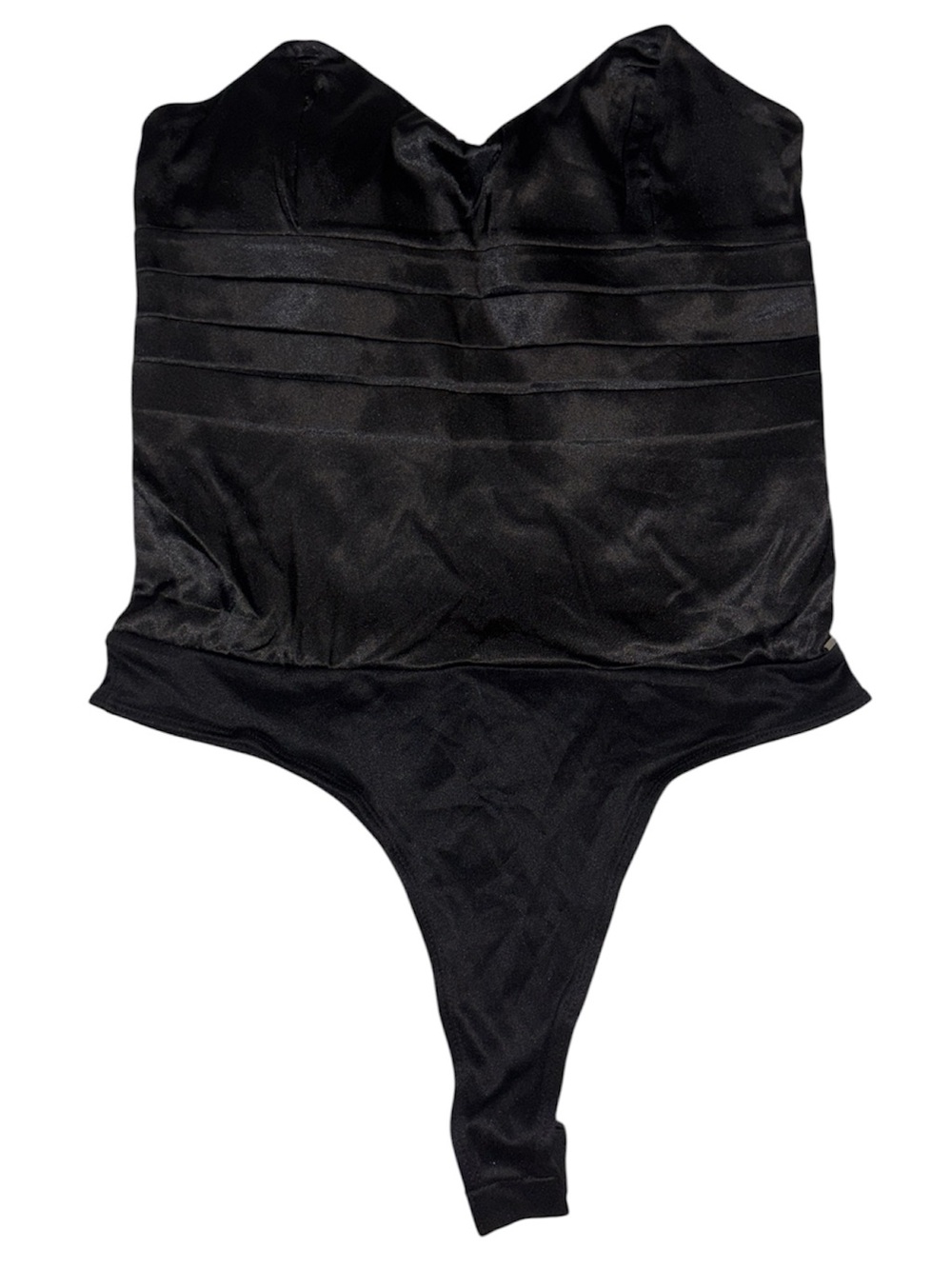 Black Guess Strapless Satin Bodysuit - size L